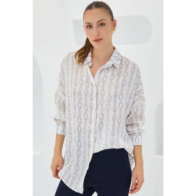 Oversized Satijnen Knopenblouse