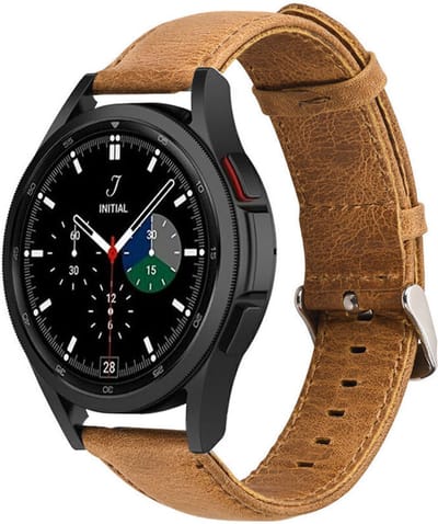 Strap-it Leren bandje - geschikt voor Samsung Galaxy Watch 7 (40 & 44mm) / Galaxy Watch 6 40 & 44mm / Galaxy Watch 6 Classic 43 & 47mm / Watch 5 40 & 44mm / Watch 5 Pro / Watch 4 40 & 44mm / Watch 4 Classic / Watch FE - bruin