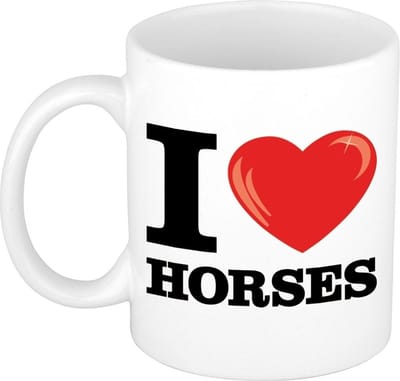 Bellatio Decorations - I Love Horses koffiemok - drink beker - 300 ml - cadeau - voor paarden liefhebber
