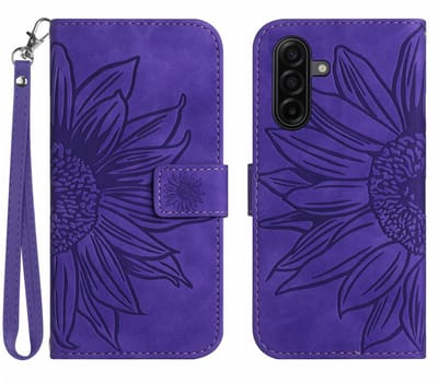 Coverup Hoesje - Geschikt voor Samsung Galaxy A57 Hoesje - Coverup Zonnebloem Book Case met Koord - Lavendel