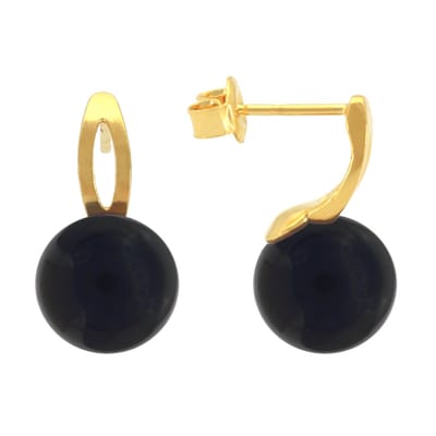 ARLIZI 2420 Oorbellen zwart onyx oorsteker - verguld - 19 mm