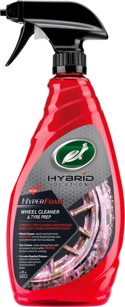 Turtle Wax HS Hyperfoam Wheel & Tyre Cleaner - Snel reagerende formule - Frist velgen op - Lost remstof, straatvuil en lichte ijzerafzettingen op - 680 ml