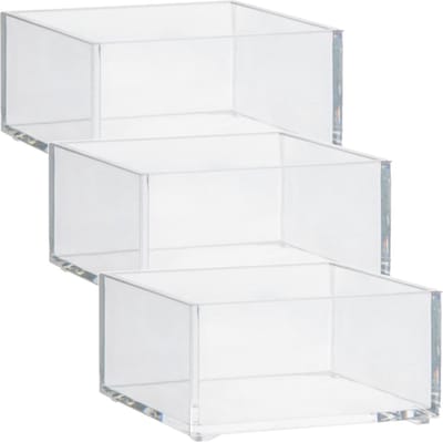 Set van 3x stuks 5five make-up houder box - 9,5 x 9.5 x 5 cm - transparant kunststof - nagellak - sieraden - organizer bakjes - sorteer vakjes