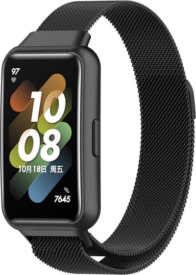 Milanees Smartwatch bandje - Geschikt voor Huawei Band 7 Milanese band - zwart - Strap-it Horlogeband / Polsband / Armband - Huawei band 7