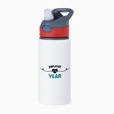 Hacebo® - employee of the year waterfles met rietje rood - Collega - werknemers - werknemer van het jaar - collega's - verjaardag - geschenk - kado - bedankje - water fles - 650ML