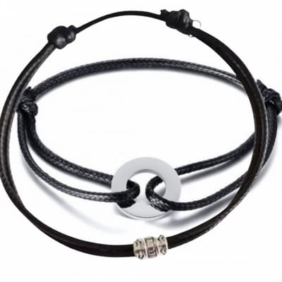 2 Armbanden-Zwart-Zilverkleur-Schuif - Charme Bijoux