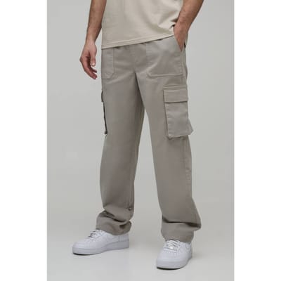 Elasticated Waist Relaxed Fit Cargo Trouser | Light Grey | Size XS