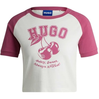 Hugo Dames/Dames Crew Hals T-shirt met Korte Mouwen (Medium Roze)