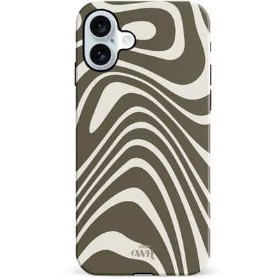 xoxo Wildhearts Boogie Wonderland Green - Double Layer - Hard case geschikt voor iPhone 16 hoesje - Golven print hoesje Groen - Beschermhoes shockproof case - Dubbele beschermlaag - Hoesje met golven print - Groen