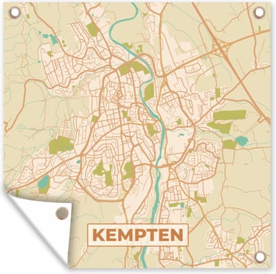 Tuin poster Kempten - Plattegrond - Vintage - Kaart - Stadskaart - 200x200 cm - Tuindoek