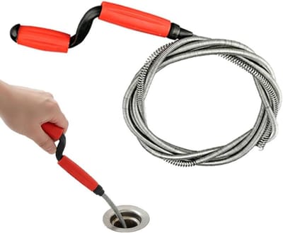 Afvoer Ontstopper - Reinigingsspiraal Ontstoppingsveer - Verstopte Afvoer Reinigen - Flexibele Spiraal - 5 meter - Rood