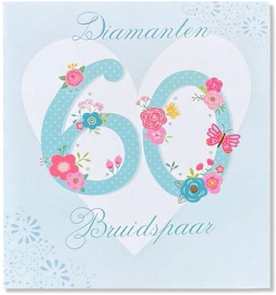 60 jaar Getrouwd! Diamanten Huwelijk wenskaart 60 jarig jubilieum - 12x11cm - Gevouwen kaart inclusief envelop - Huwelijkskaart