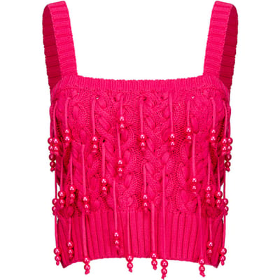 PINKO Potassio Top Mix Trecce E Fettucce Raspberry Red Size: S | Tanks &amp; Camis Outlet | Dames | Roze