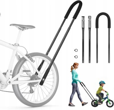 Fietsduwstang - Duwstang voor kinderfiets - Verstelbare Fietsduwstang voor Kinderen - Zwart - Metaal 55-74cm - Voor Fiets & Loopfiets
