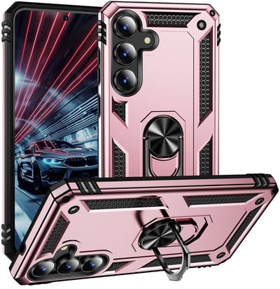 Coverup Hoesje - Geschikt voor Samsung Galaxy S25 FE Hoesje - Coverup Armor Ring Kickstand Back Cover - Rose Gold