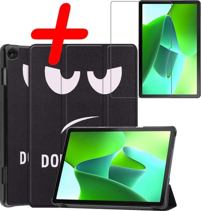 Hoesje Geschikt voor Lenovo Tab M10 (3e / 3rd generatie) - Met Screenprotector - Trifold Bookcase - Hard Cover - Hardcover Book Case - Tablet Hoes - Don't Touch Me