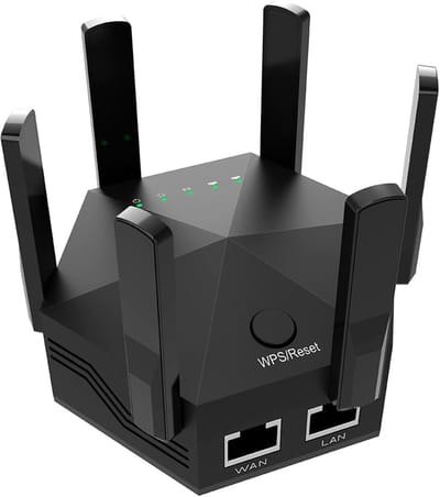 Wifi Versterker - Internet Versterker - Signaal Uitbreiden - Dual Band 1200 Mbit/s - 6 Antennes - Zwart