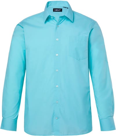 Men Plus - Heren - Zakelijk overhemd lange mouwen EasyCare kentkraag comfort fit - Lichtturquoise - Maat 3XL