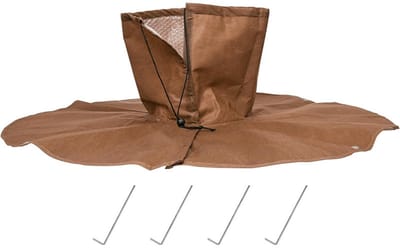 Plantenhoes - wortelbescherming - Winterhoes - beschermingshoezen - Plantenbeschermingshoezen - Plantenwinterhoes - 30*30 cm - bruin - Vliesstoffen - Met spijkers en aantrekkoord