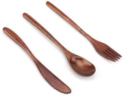 Dailygoody - Japans Natuurlijk Houten Servies Set - Herbruikbaar Bestek - Duurzaam en Veilig - Vaatwasserbestendig - Perfect voor Kamperen - Inclusief
