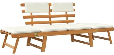 Norvia - Tuinbank - Tuinmeubel - 3 in 1 Loungebed Massief - Acaciahout - Ligbed - Weersbestendig - Natuurlijk - Terras