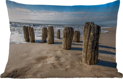 Buitenkussens - Zand - Strand - Paal - Water - Zomer - 60x40 cm - Weerbestendig