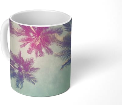 Mok - Koffiemok - Palmbomen - Palmbladeren - Palm - Zomer - Tropisch - Mokken - 350 ML - Beker - Koffiemokken - Theemok