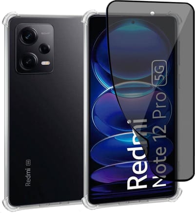Geschikt voor Xiaomi Redmi Note 12 Pro - Hoesje + Privacy Screenprotector – Privé - Gehard Glas Cover