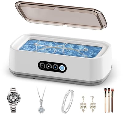 GELLDG Ultrasone reiniger - 49000Hz ultrasone reiniger - Brillenreiniger - 650ml ultrasone reiniger - Geschikt voor sieraden, brillen, horloges, ringen, gebitsprotheses, enz. - Wit
