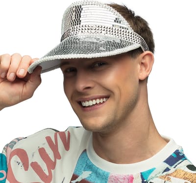 Boland - Zonneklep Disco Zilver - Één maat - Volwassenen - Unisex - 80's & 90's - Retro - Carnaval - Themafeest - Festival