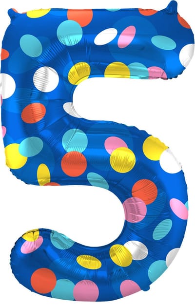 Folat - Folieballon Cijfer 5 Colorful Dots - 86 cm