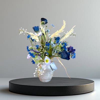 Seta Fiori - Zijden boeket kunstbloemen - blauw - 55cm