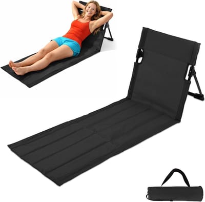 Vouwbare strandmat met rugleuning, 108 x 40.5 x 41 cm, ideaal voor tuin, camping en picnics