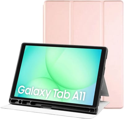 Tablet Hoes Geschikt voor Samsung Galaxy Tab A11 | Luxe Tri-Fold Book Case | Kunst Leren Bescherm Hoes | Standaard Functie | Roze