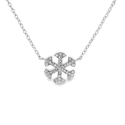Juwelier Zwartevalk zilveren (gerhodineerd) sneeuwvlok ketting - 25.146