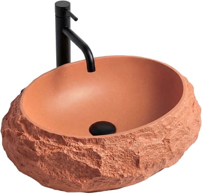 Rea Mika Kunstmatige Composietsteen Ovaal - Wastafel - Imitatiesteen, Oranje - 50 X 38 X 15 Cm