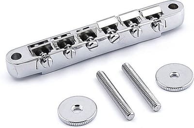 Brug voor e-gitaar, tune'o matic, chroom, stud spacing 73,5mm, stud diam 4mm, chroom
