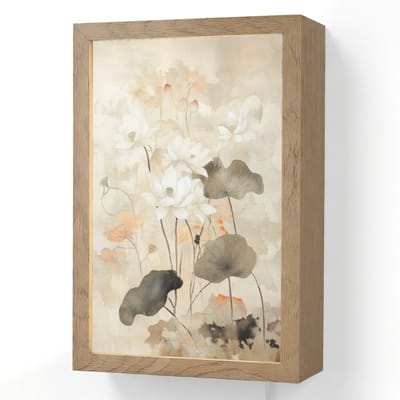 Wandlamp 20x30 cm - Oplaadbaar - Bloemen - Japandi - Wabi sabi - Wandlampen binnen woonkamer - Slaapkamer lamp met kabel - Decoratieve nachtlamp - Vloerlamp snoer
