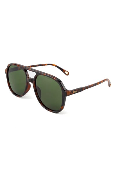 KIMU Motor Pilotenbril Rond - Tortoise Montuur Kunststof - G15 Groene Glazen - Zonnebril Bril Influencer Motorbril Retro Heren Dames Festival
