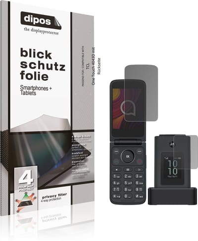 dipos – Matte Privacy Screenprotector geschikt voor TCL One Touch 4043D mit Rückseite | Anti-Spy Beschermfolie