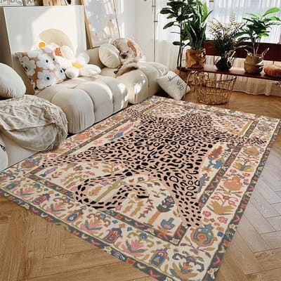 Exotisch Tijger Vloerkleed, Bengaalse Tijger Esthetische Decoratie Tapijt, Maximalistisch Vloerkleed voor Huisdecoratie Vloermat, Bloemen Tijger Vloerkleden 40x60cm