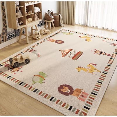 Cartoon Kinder Tapijt Studie Speelgoed Leeshoek Kruipmat Slaapkamer Spelen Antislip Kristal Fluweel Groot Formaat Tapijt 1200MMx1600MM beige