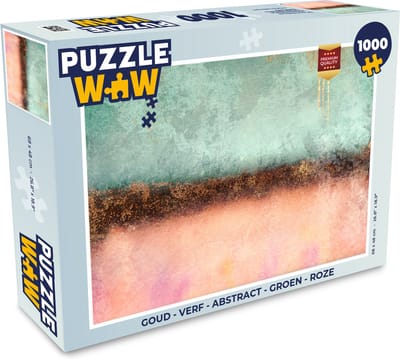 Puzzel Goud - Verf - Abstract - Groen - Roze - Legpuzzel - Puzzel 1000 stukjes volwassenen