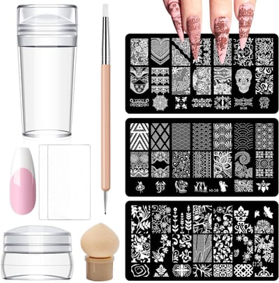 Professionele 9-delige Stempelset met Silicone Pen, Drukplaat en Sponsdoppen voor Manicure en Nail Art