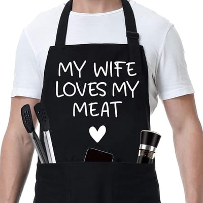 Grappig BBQ Schort voor Mannen - Origineel Cadeau voor Vaderdag, Verjaardag of Valentijn - Keukenschort met Humor