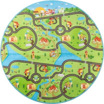 Speelmat voor tuin en trampoline, weerbestendig en waterafstotend, buitenspelen,kruipen / picknick / kampeerdeken, kinderspeelmat met 2 motief zijden, koud isolerend en gevoerd