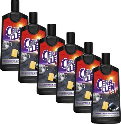 Ceraclen 5-in-1 - verzorging voor glazen keramiek en inductie reiniger - 6x 200 ml - alternatief voor Cerafix - Vernieuwde formule