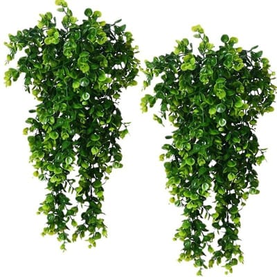 Artificiel 5 Fourchettes Rotin Eucalyptus Suspension Murale Simulation Verdure Faux Plantes Suspendues Vigne Bricolage Décoration Maison Extérieur Plante black