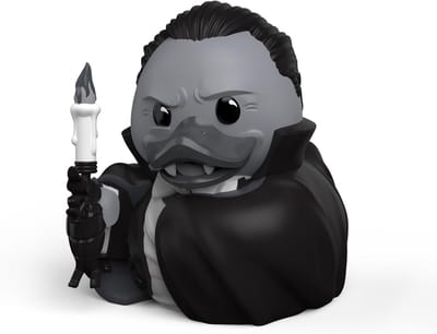 Verzamelbare Rubberen Eend in Dracula Cosplay - Zwart-Wit Horror Figuur (Eerste Editie)