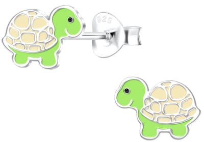 Joy|S - Zilveren schildpad oorbellen - 9 x 6 mm